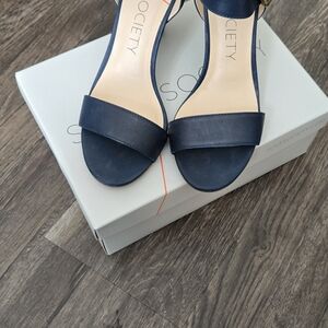 Society Navy Blue Heeled Sandals